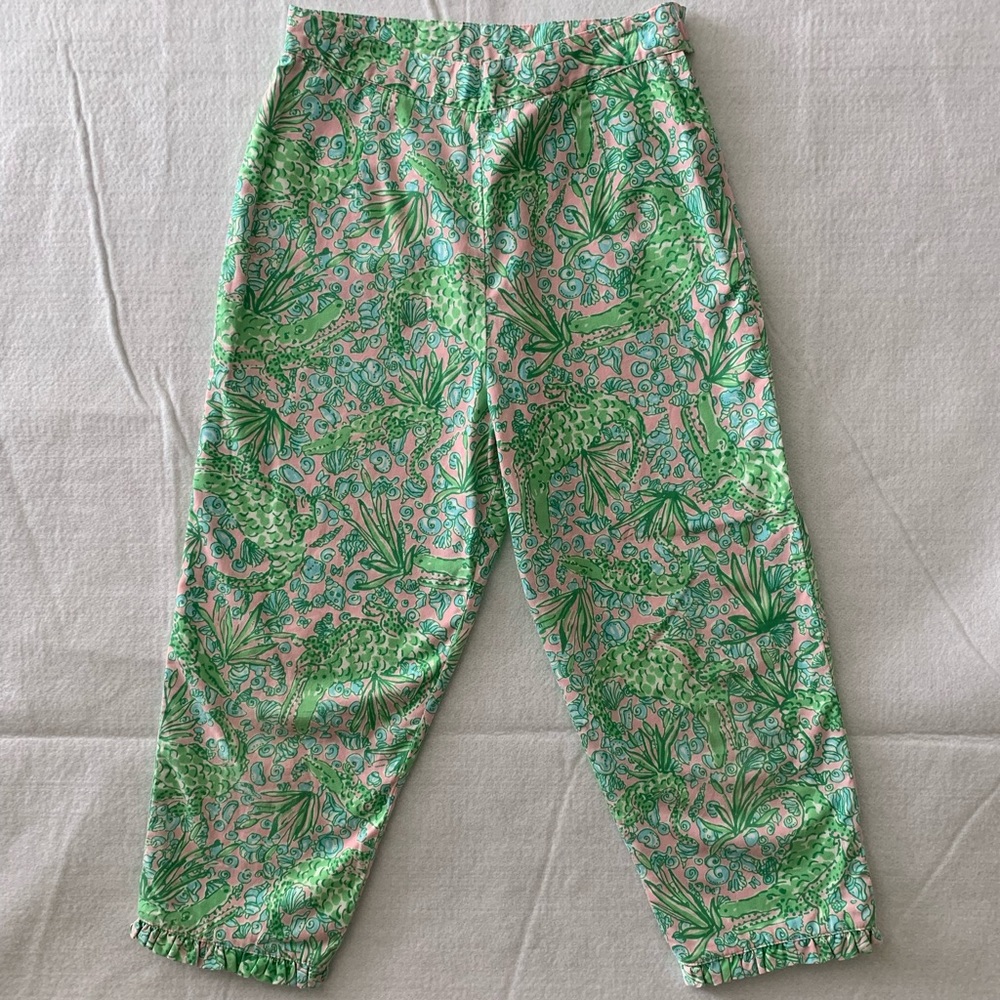 Lilly Pulitzer (Girls) See Ya Later Alligator Print Pants With Ruffles